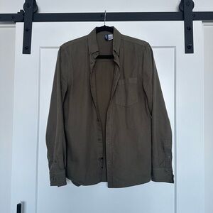 H&M brown khaki olive oxford button down shirt